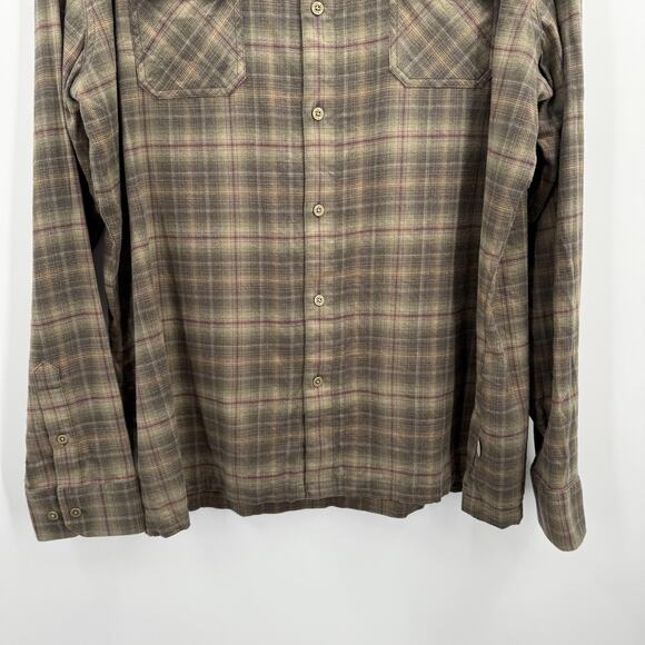 Kuhl Shirt Mens 2XL Brown Plaid Dillingr Flannel Long Sleeve Button Up 7186 - Picture 3 of 12